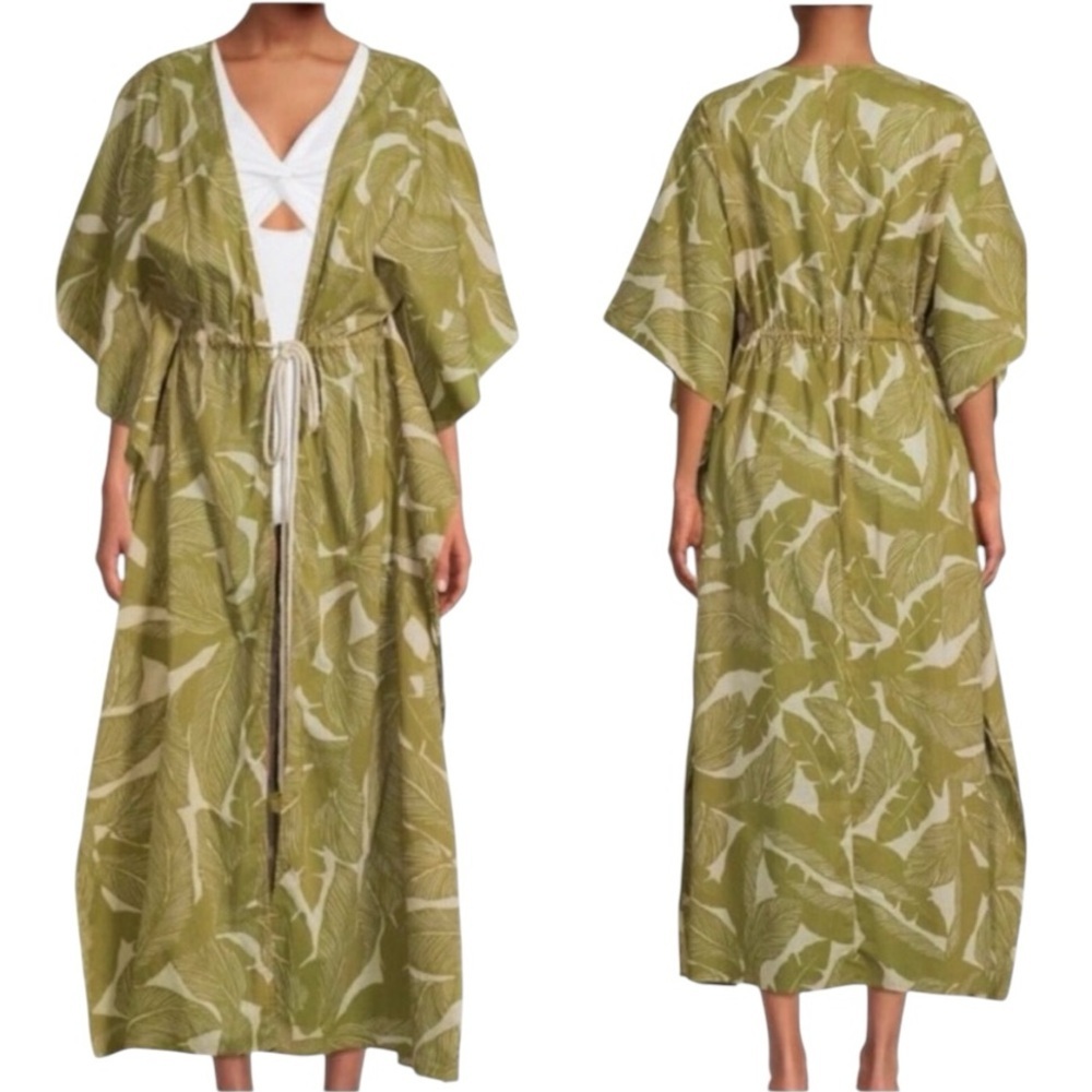 True Destinations Caftan Coverup size small Flutter Sleeve Beach palm vacation